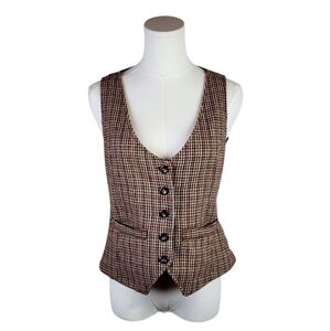 Goode Rider Houndstooth Equestrian Riding Vest Faux Suede Back Size M